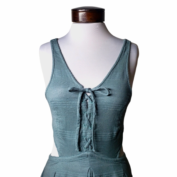 Free People "Jump to it" Mini Criss Cross Back Side Cut-Out Dress Sage Sz: S - Picture 9 of 13